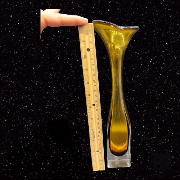 Bo Borgstrom Jack In The Pulpit Vase Aseda Glasbruk Swedish Glass Amber Clear - Picture 4 of 15